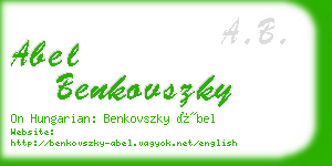 abel benkovszky business card